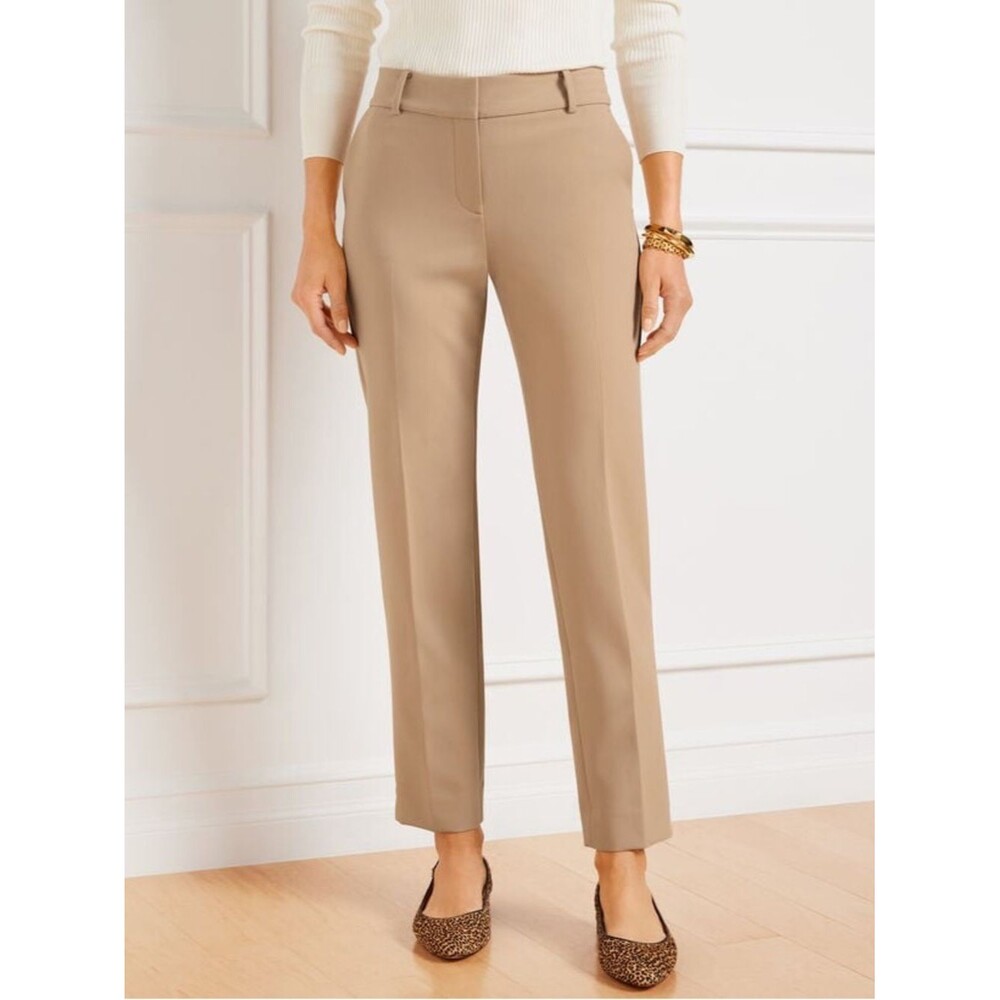 NWT Talbots Hampshire Ankle Pants Straight Leg Tan Beige Size 14 Career Stretch